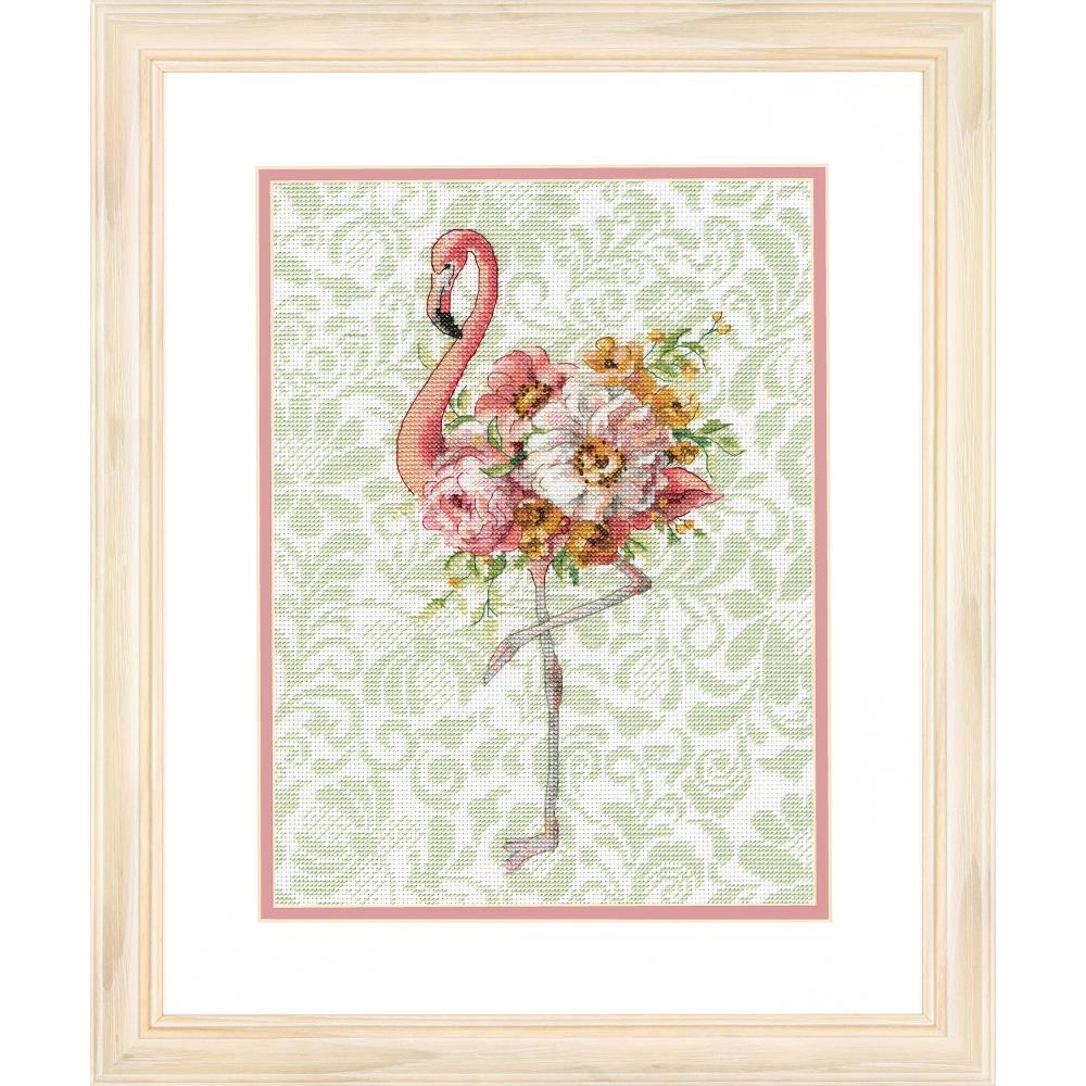 (image for) Floral Flamingo Counted Cross Stitch Kit